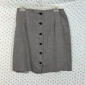 Tofy Vintage Black & White Houndstooth Button Front Mini Skirt